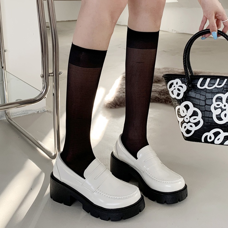 Giày da cao gót màu đen phong cách Lolita thời trang xuân thu cho nữ 2021