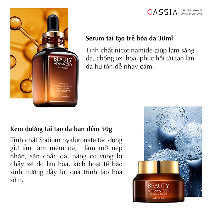 Bộ skincare dưỡng da cấp ẩm trắng da 6 món, Bộ mỹ phẩm nội địa Trung ANDORHEAL chăm sóc tái tạo da chống lão hóa