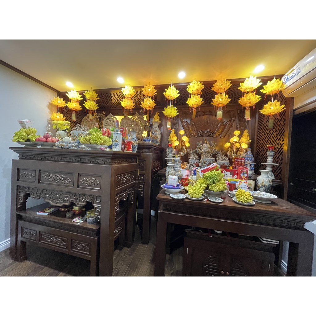 Dây đèn hoa sen treo trang trí đình, chùa, điện dài 4,5m