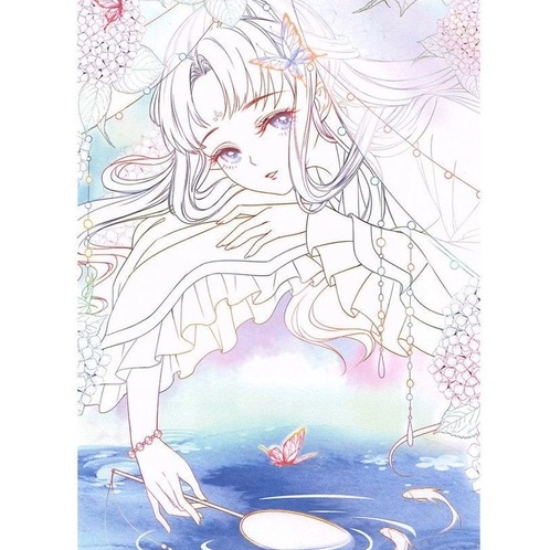 Line art tranh tô màu Anime Girl  giấy dầy đẹp