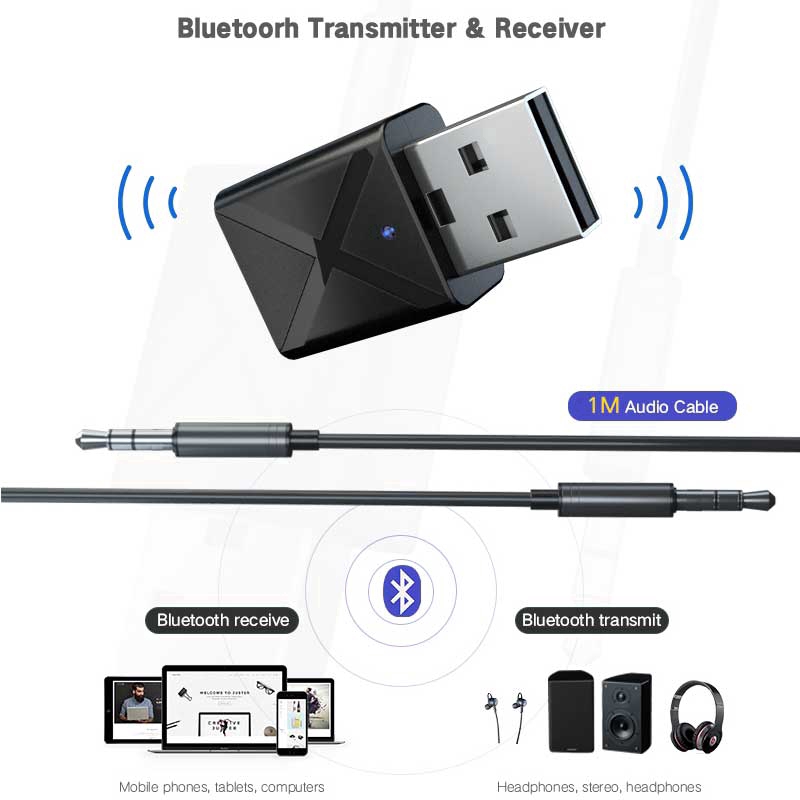 2 In 1 Mini Bluetooth 5.0 Transmitter Receiver Wireless Stereo Audio Adapter