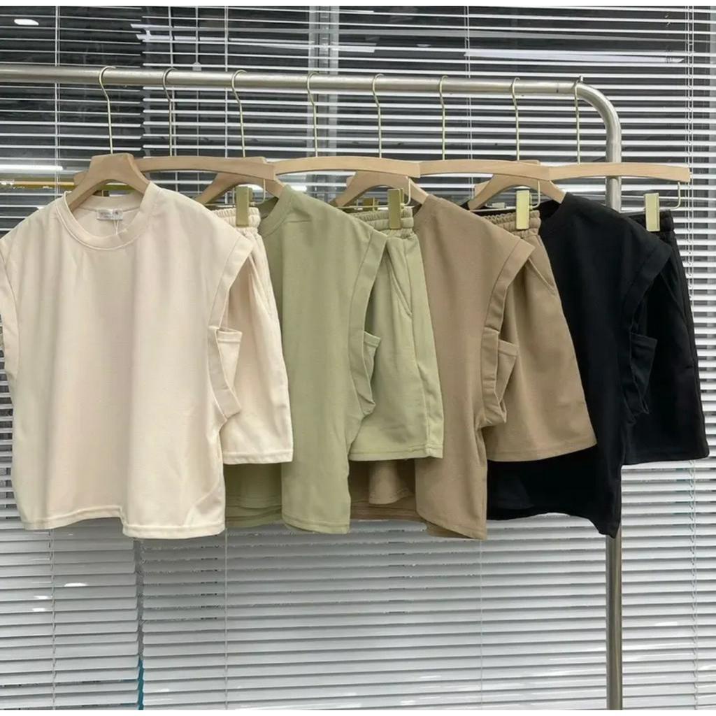 Set áo tank top tay hến chất thu tổ ong kèm chân váy thời trang - 29feb.closet - S97