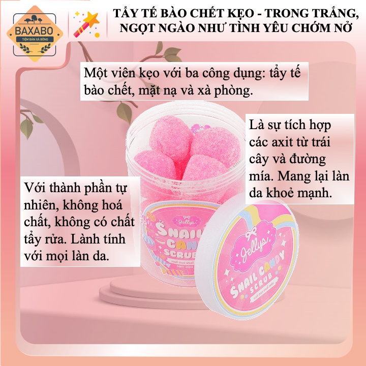 VIÊN TẮM TẨY TẾ BÀO CHẾT SNAIL CANDY SCRUB THÁI LAN - VIÊN KẸO TẨY TẾ BÀO CHẾT 3 TRONG 1 THÁI LAN CHÍNH HÃNG - HỦ 300GR