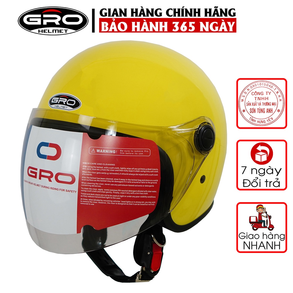 Mũ Bảo Hiểm Gro 3/4 đầu T818 có kính dài che cả mặt, kiểu dáng thời trang cho nữ, khóa kim loại chắc chắn - Nhiều Màu