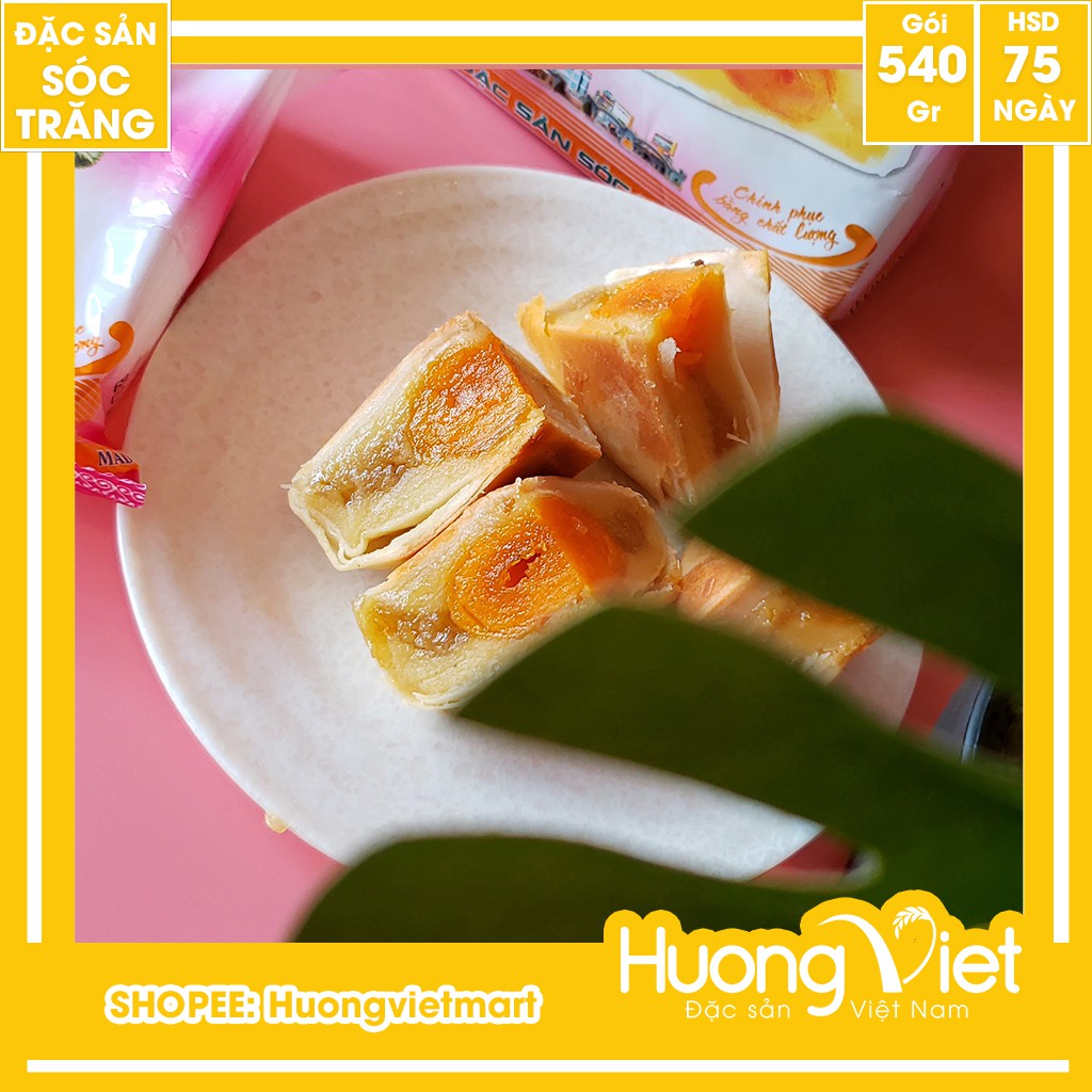 Bánh pía đậu xanh sầu riêng 1 trứng Tân Huê Viên 540g, bánh pía Sóc Trăng chính hãng Tân Huê Viên
