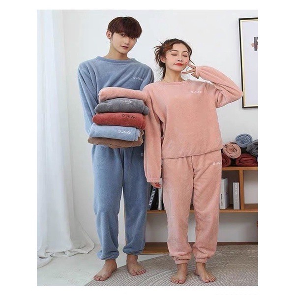 Bộ Nỉ Nhung Dài Tay Mặc Nhà Siêu Mềm Mịn Sễ Thương, Bộ Đồ Thu Đông Mặc Nhà