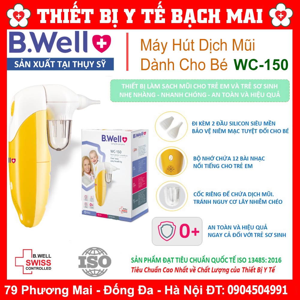 Bảo Hành Đổi Mới 2 Năm | Máy Hút Dịch Mũi Cho Bé Bwell WC-150 Hàng Thuỵ Sĩ