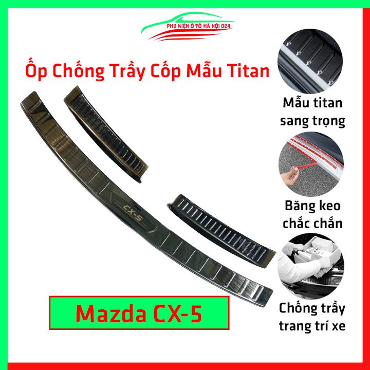 Ốp chống trầy cốp Mazda CX5 vân titan