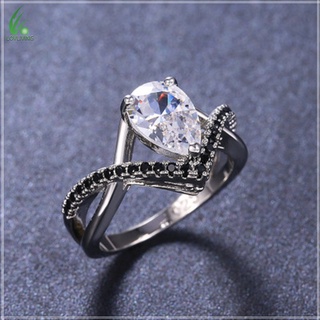Nhẫn Đính Hôn Đính Đá Zircon Hình Giọt Nước Sang Trọng