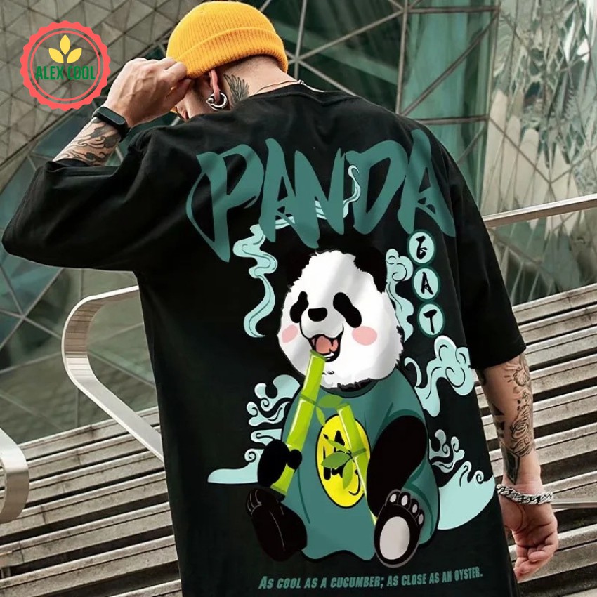 Áo thun nam nữ áo phông nam tay ngắn cổ tròn chất cotton co giãn 4 chiều hình gấu trúc panda alex cool