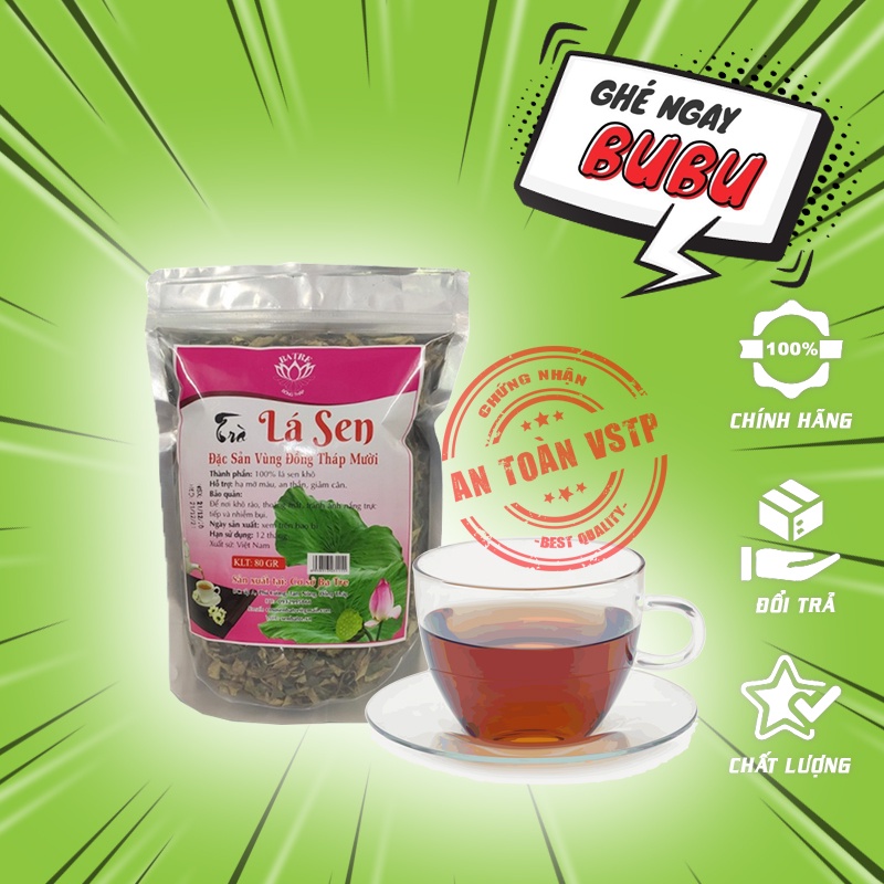 Trà lá sen 80g, 100% lá sen khô tự nhiên Đồng Tháp, Trà thanh mát hương vị sen thơm ngon tự nhiên