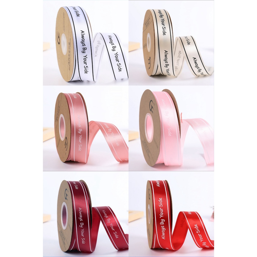 Phụ kiện trang trí bánh sinh nhật bánh kem - Ruy băng lụa always, miss you 2.5cm