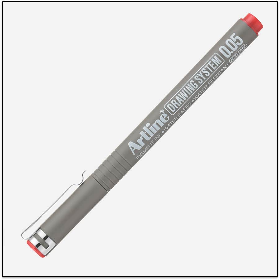 Bút kim số đi nét vẽ kỹ thuật Artline EK-2305 – Needle tip 0.05mm – Màu đỏ (Red)