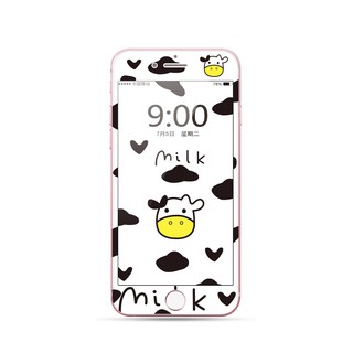Kính cường lực bảo vệ hình bò sữa dễ thương cho Iphone 7/8/6/6s plus