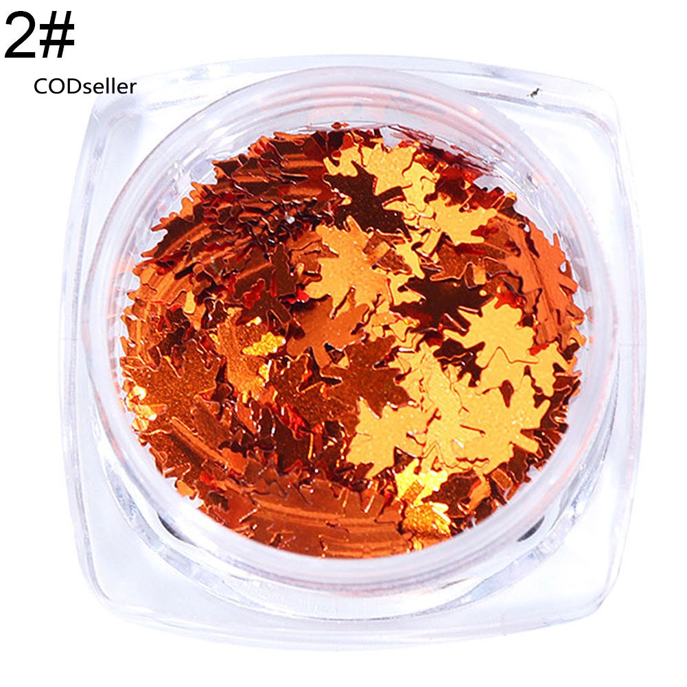 Kim tuyến họa tiết lá phong màu gradient lấp lánh độc đáo trang trí móng tay