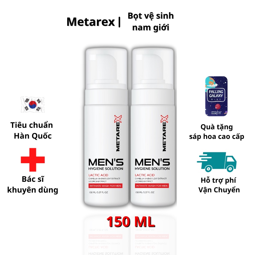 Combo bộ 2 chai dung dịch vệ sinh nam giới dạng bọt mịn, ddvs nam Metarex 150 ml vệ sinh vùng kín nam - MTR02