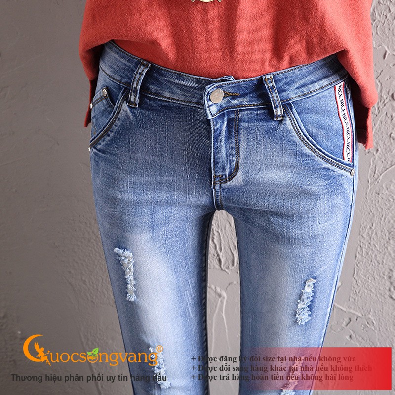 Quần lửng nữ mài quần nữ ống lỡ dáng ôm màu xanh biển GLQ091 Cuocsongvang