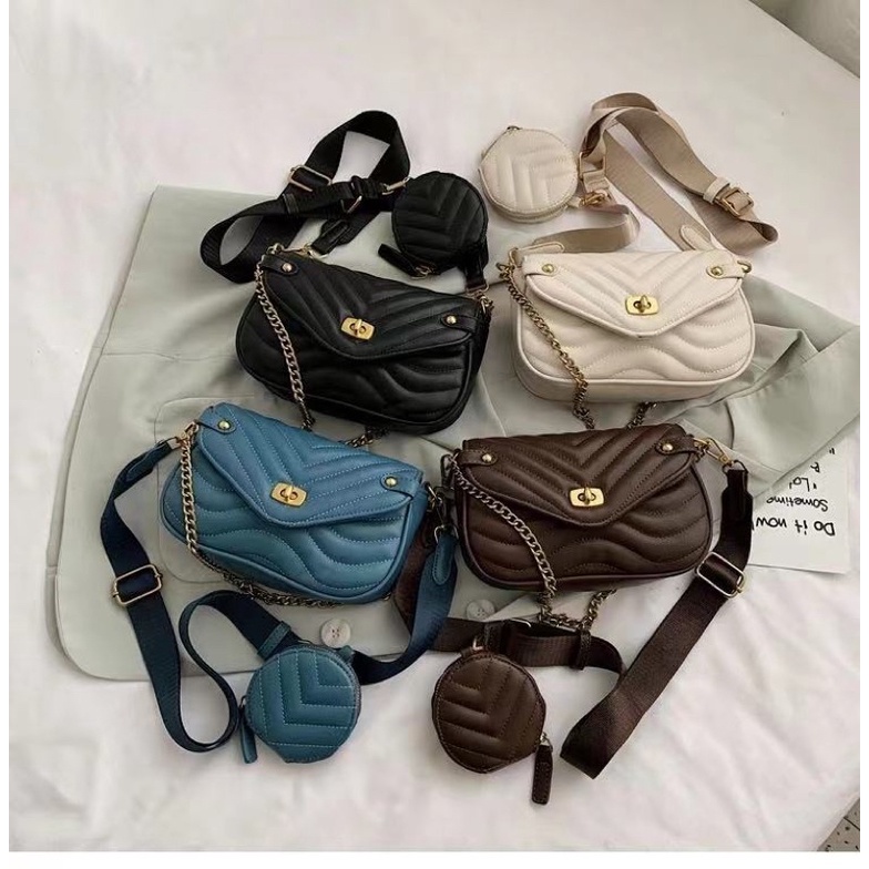 [MA 181907] sét đôi túi ví đeo chéo(không hộp) kèm ảnh thật - HANA BAG