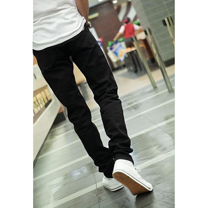 Quần jean nam đen trơn thời trang hàn quốc, quần bò nam ống côn co dãn thoải mái-MS019 | BigBuy360 - bigbuy360.vn