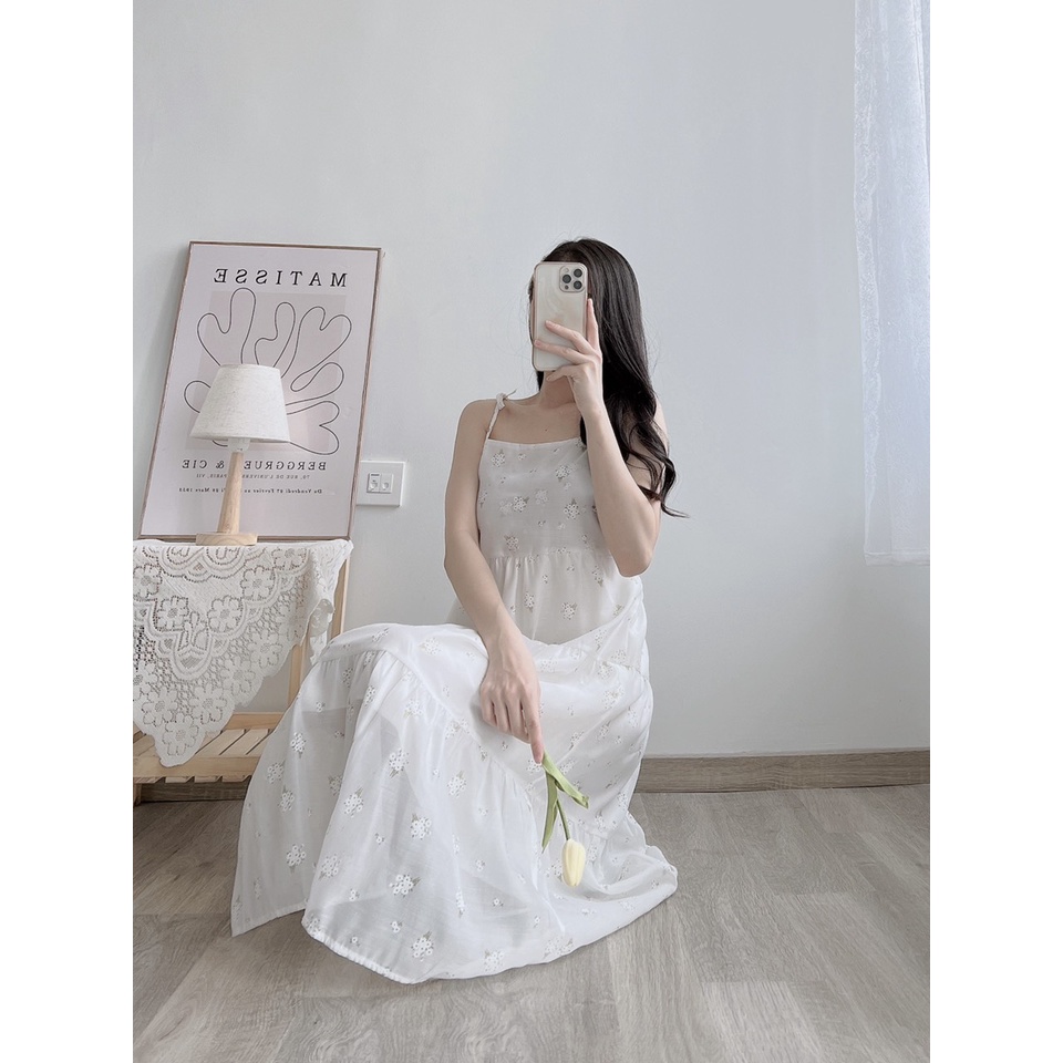 Đầm dây nữ Babydoll họa tiết hoa nhí maxy mùa hè