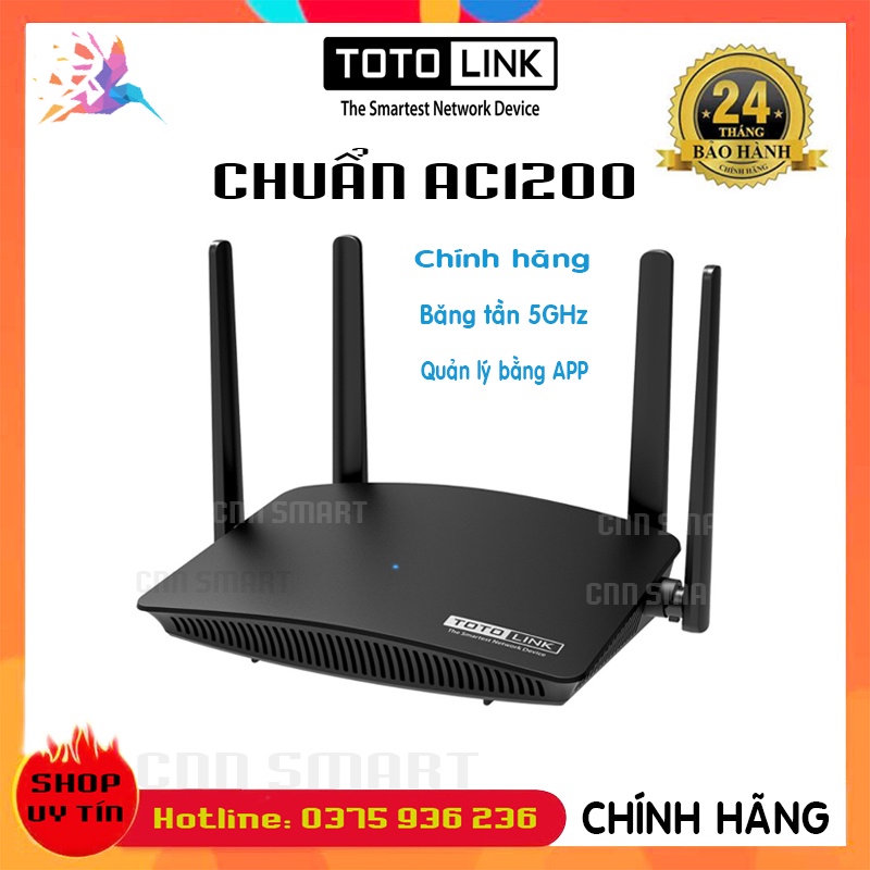 Bộ Phát Wifi Totolink Băng Tần Kép AC1200 4 Râu A720R, Cục phát Wifi A3002RU 4 cổng LAN 1GB - N350RT 2 Râu - Chính hãng