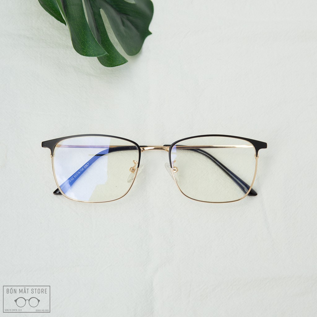 Gọng kính cận Bốn Mắt Store chất liệu Kim Loại Siêu Mảnh Nhẹ Form Vuông Bầu C152-Tặng Khăn Hộp