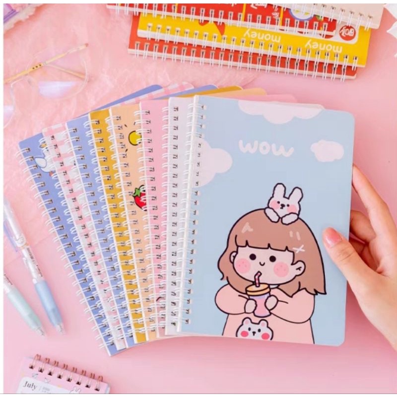 1 cuốn sổ lò xo kẻ ngang 120 trang khổ A5 hình cute mã Moka-5144