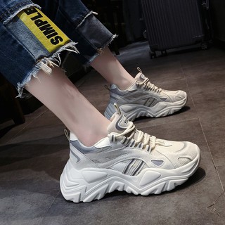 Giày thể thao nữ độn đế gồ sau phản quang SPORT