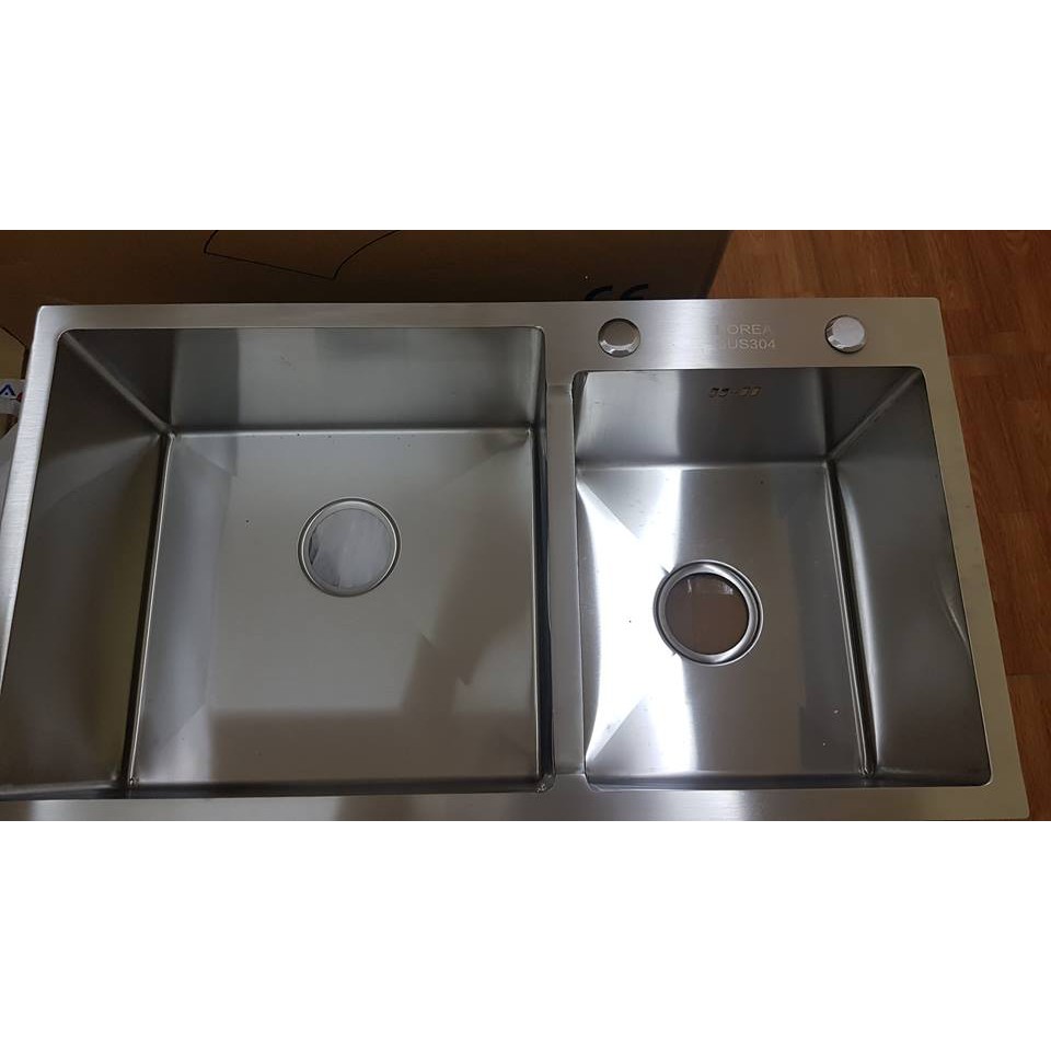 Chậu rửa bát đúc nguyên khối 2 hố lệch inox 304 - BH 2 năm | BigBuy360 - bigbuy360.vn