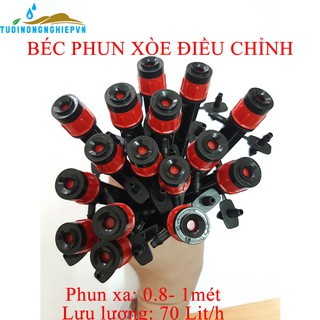 Béc tưới 8 tia mini điều chỉnh bán kính lưu lượng chân ren 6mm