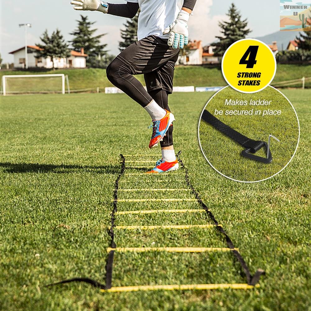 WinnerYou Speed Agility Training Kit Agility Ladder Football Ladder with 12-Rung with 12 Cones and 4 Stakes Football Training Equipment Speed Agility Training Kit for Football Basketball Baseball Hockey