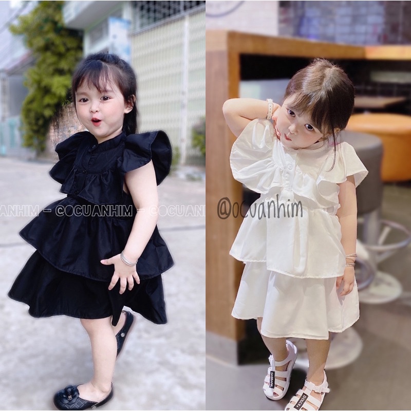 Váy cổ trụ 2 tầng sang chảnh cho bé
