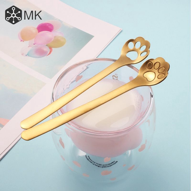 Ins net red stainless steel creative cat dog claw hollow coffee stirring dessert spoon MK