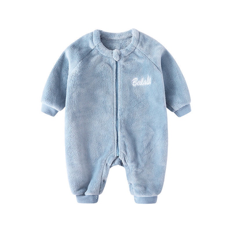 Đồ ngủ liền thân vải nhung san hô ấm áp thời trang dành cho bé sơ sinh