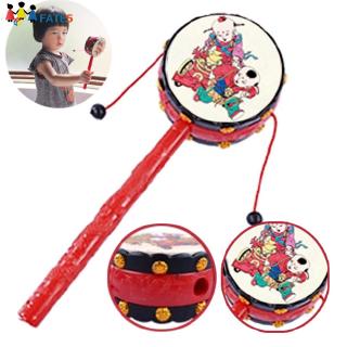 Baby Kids Fun Cartoon Chinese Style Traditional Rattle Drum Hand Bell Music Toy