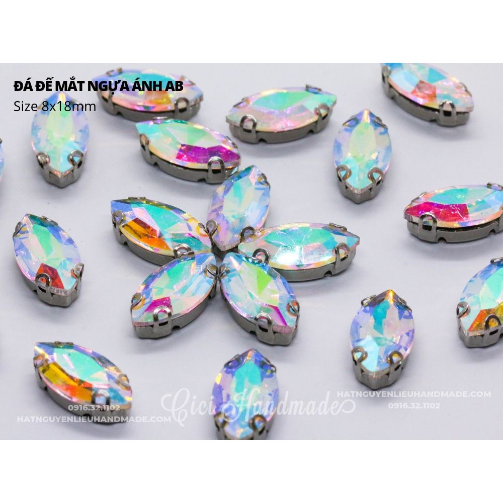 Set 10 hạt đá đế hình mắt ngựa ánh AB