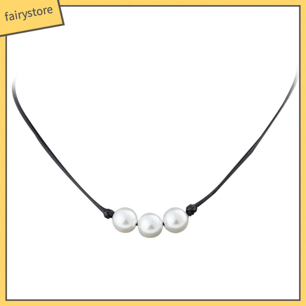 Vòng cổ choker nữ xỏ ngọc trai giả đơn giản thời trang