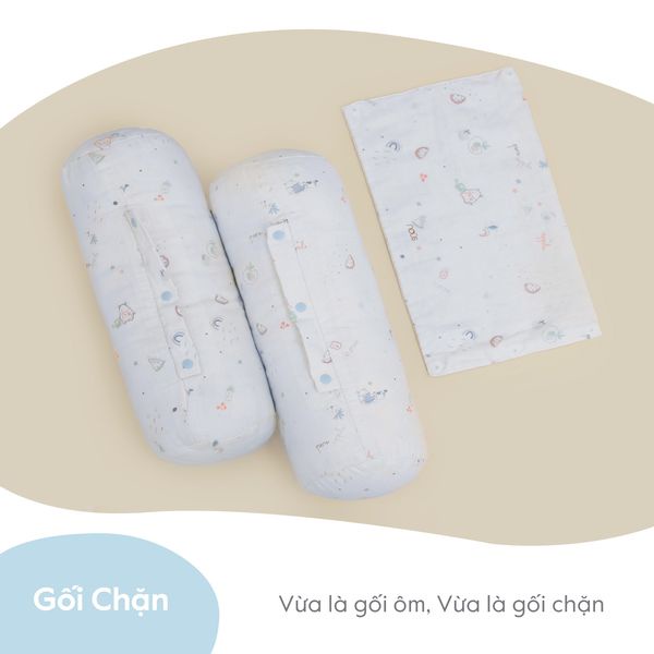 Bộ gối chặn xô cho bé Nous , chất liệu kháng khuẩn tự nhiên, mềm mại, đàn hồi - Monnie Kids