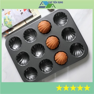 Khay khuôn nướng Dụng Cụ Làm Bánh chống dính 12 bánh hình vỏ sò cao cấp - TRAY12SO70