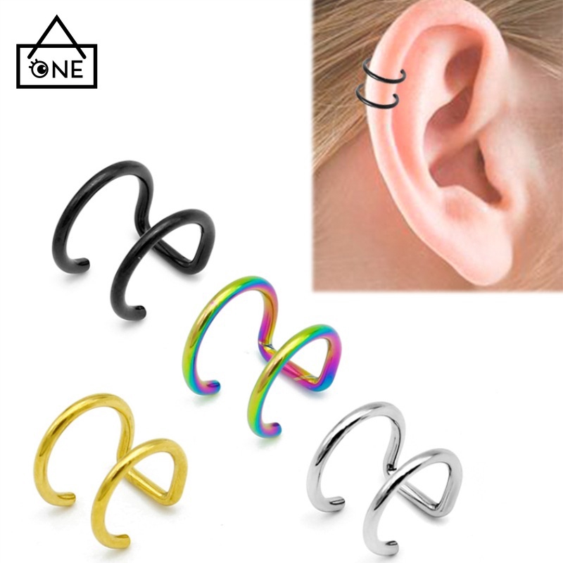 Khuyên đeo vành tai dạng đôi bằng inox cao cấp A1