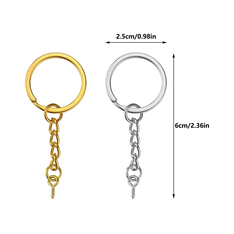 Set 180 Vòng Nhẫn 1Inch Màu Vàng / Bạc Kèm Móc Khóa Tiện Dụng