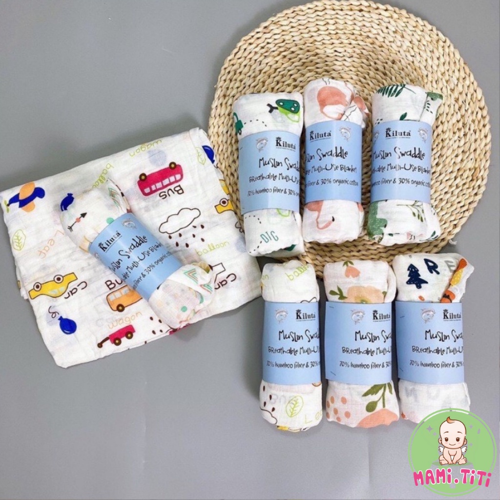 Khăn tắm xô, kích Thước 1m2x1m2 CHO BÉ ( CUỘN TEM XANH ) - MAMI TITI