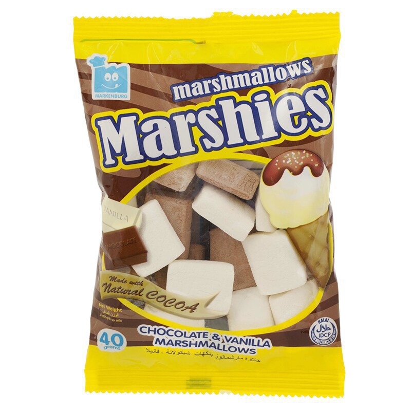 Kẹo Bông Gòn Marshmallow Marshies Hương Vani &amp; Socola (gói 40g)