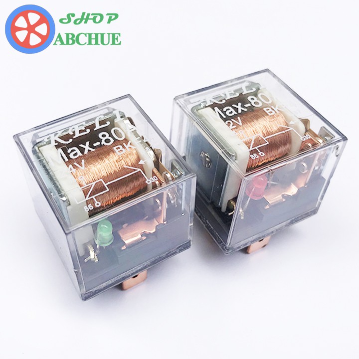 Combo 10 Rơ Le 4 Chân 12V 80A Hoặc 24V 80A Nhựa Trong