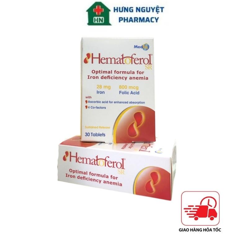 Hematoferol Viên Uống Bổ Sung Sắt, Acid Folic Hỗ Trợ Giảm Nguy Cơ Thiếu Máu Dùng Cho Mẹ Và Bé Hộp 30 Viên