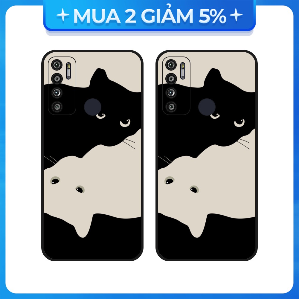 Ốp lưng Vsmart Joy 3/Joy 4/Active 3/Bee 3/Live/...dẻo đen hình Mèo trắng đen
