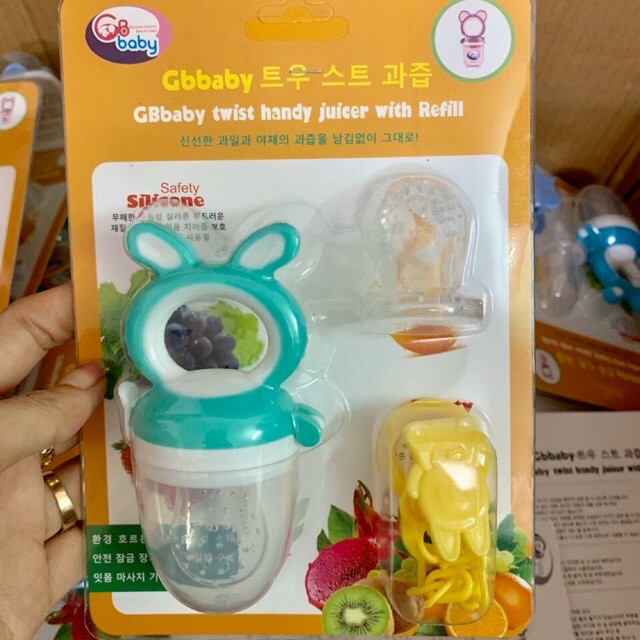 (Chuẩn hãng)Túi nhai ăn dặm chống hóc Gb Baby - Kichi xích kẹp