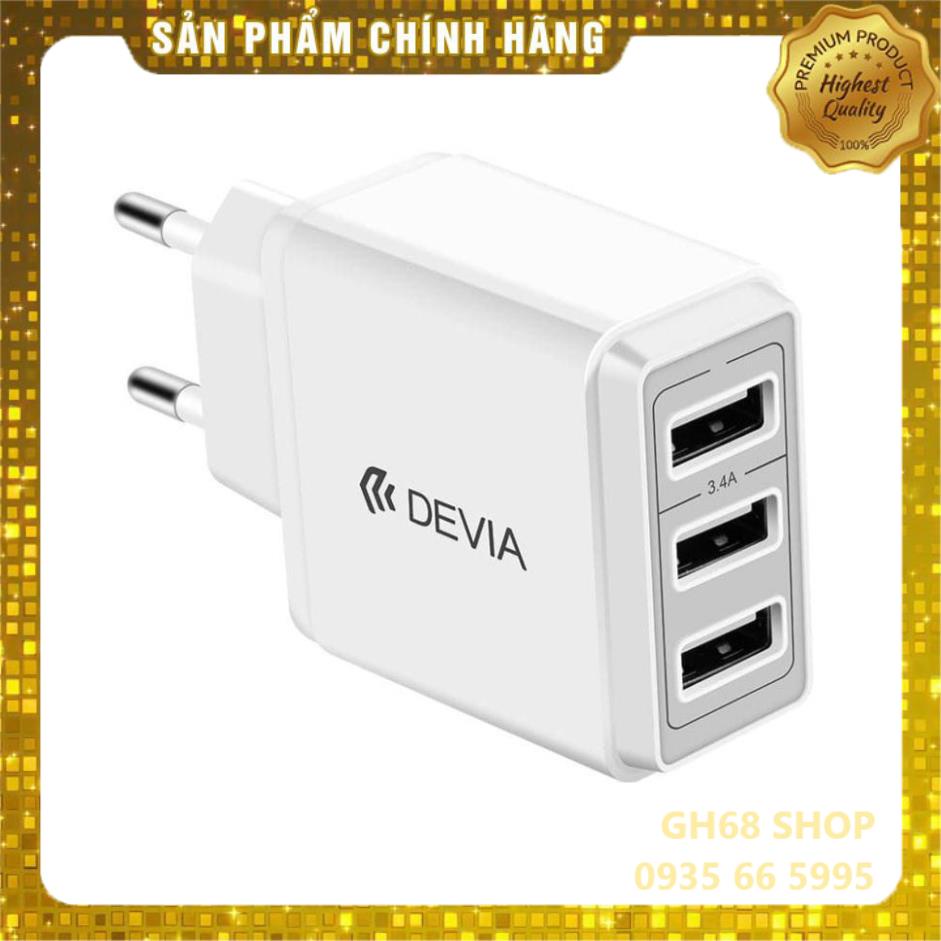 Củ sạc EU 3 cổng 5V-3.1A-Hàng chính hãng Devia