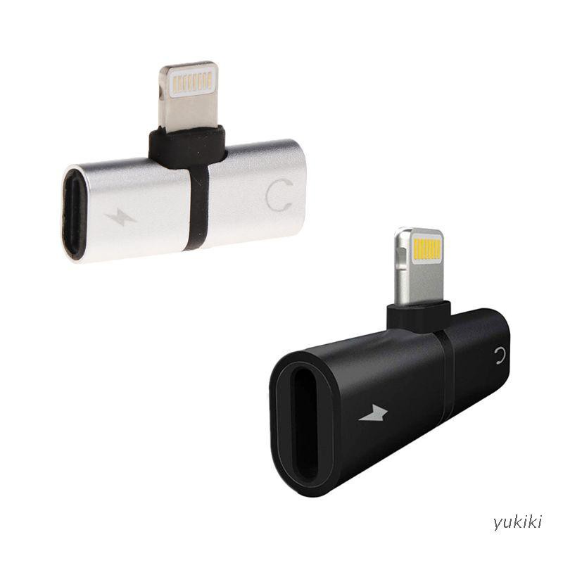 Kiki. Dual Lightning Headphone Audio Charger Adapter For iPhone 7 8 X Plus iOS 10.3-11