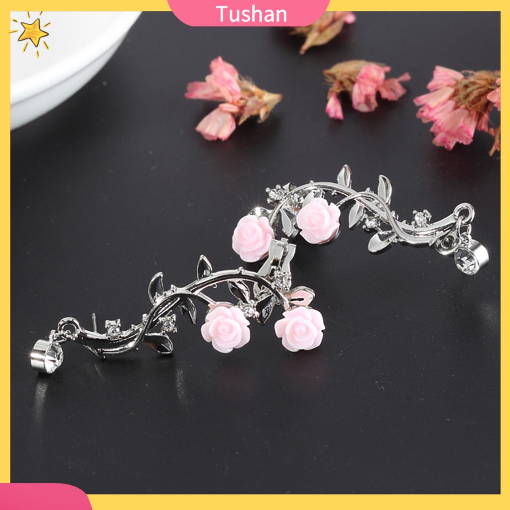 Khuyên tai đính đá hình hoa hồng phong cách cổ điển sang trọng dành cho nữ